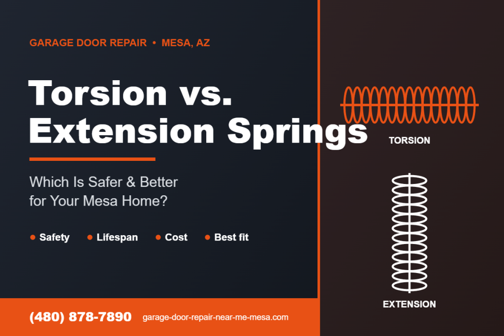 Torsion vs extension garage door springs comparison for Mesa homes